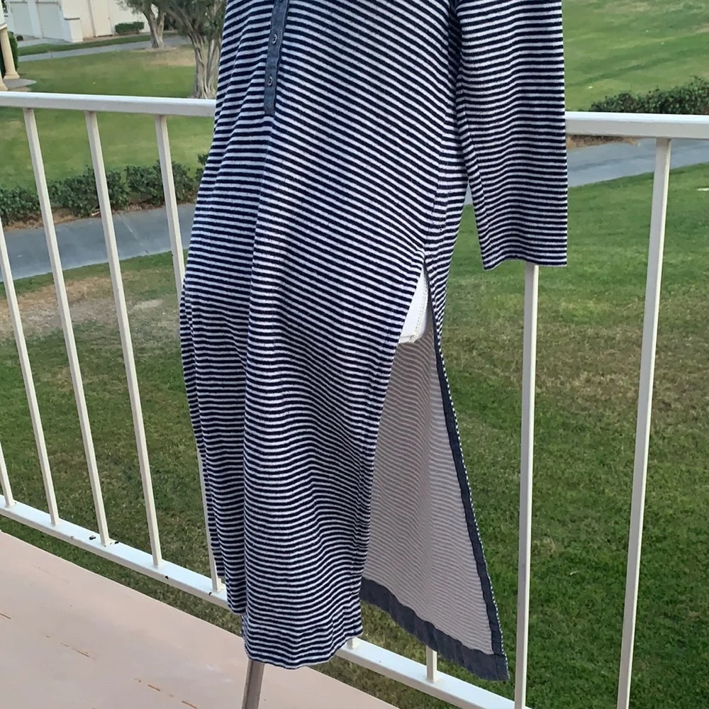 Anthropologie Postmark blue and white strip midi dress large - Picture 3 of 9
